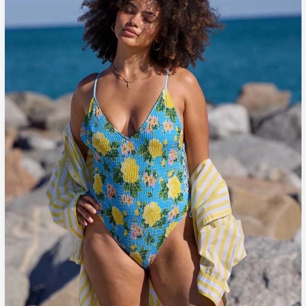 Aerie • Floral Blue One-Piece Swimsuit